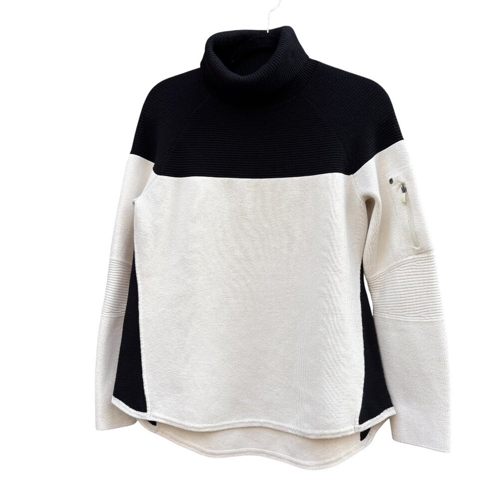 Talbots Black & White Color Block Turtleneck Sweater Womens Size Medium